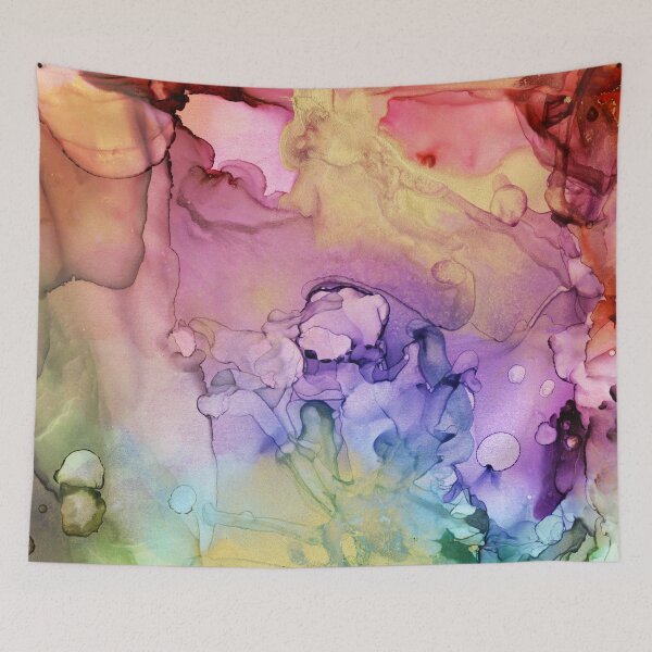 Item preview, Colorful Ink Swirls with Gold Marble designed and sold by Olga Shvartsur.