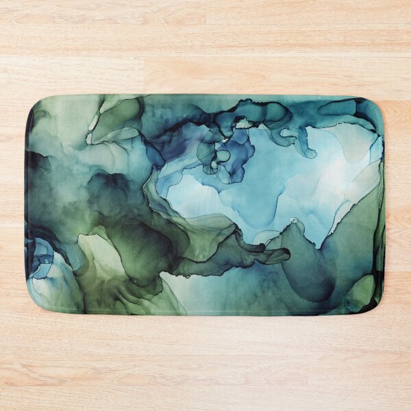 Item preview, Land and Water Ink Abstract Painting Blues and Greens designed and sold by Olga Shvartsur.