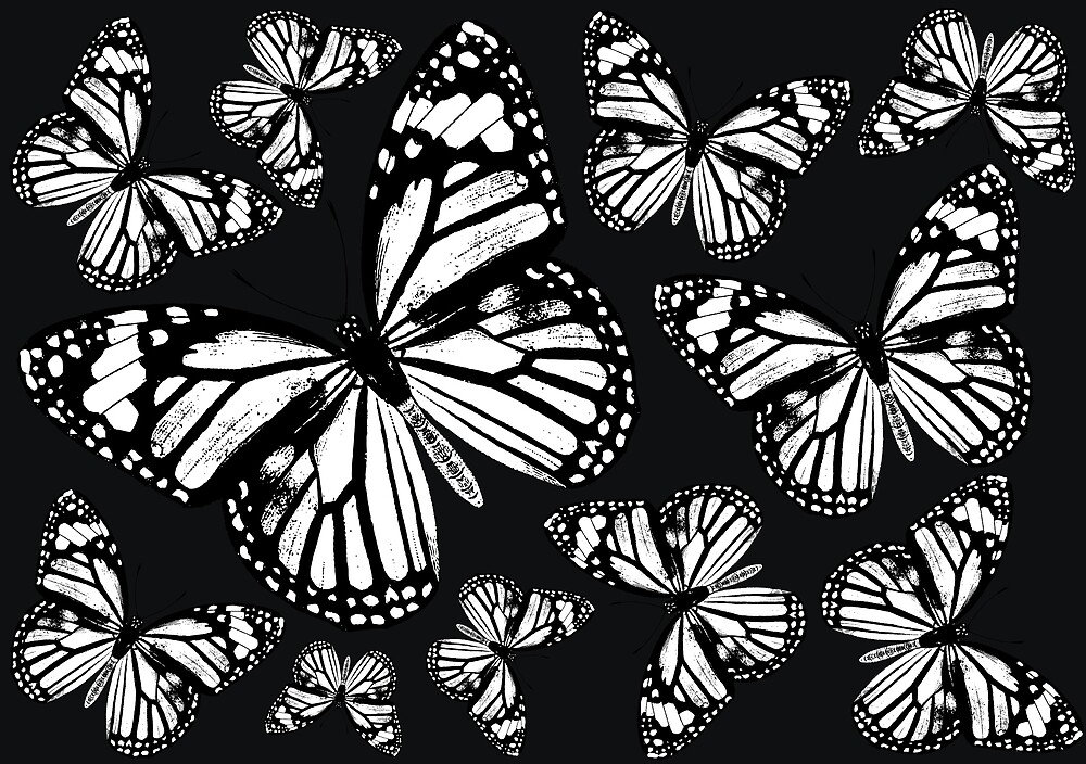Mariposas Monarca Mariposa Monarca Mariposas De Epoca Patrones De Mariposas Blanco Y Negro De Eclecticatheart Redbubble