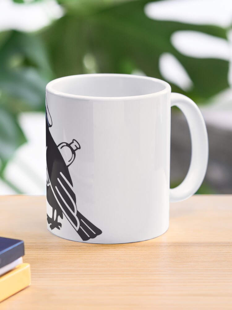 U 1007 Raven With Bottle Wearing Cap Grunge Style Mug By Pzd501 Redbubble