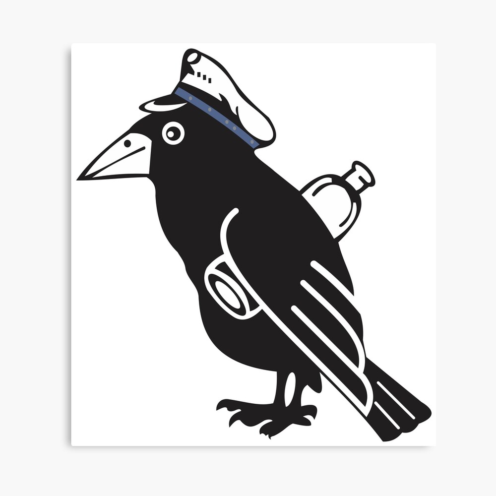 U 1007 Raven With Bottle Wearing Cap Grunge Style Metal Print By Pzd501 Redbubble