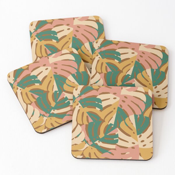 Item preview, Hojas de Monstera - Oro - Verde - Rosa designed and sold by latheandquill.