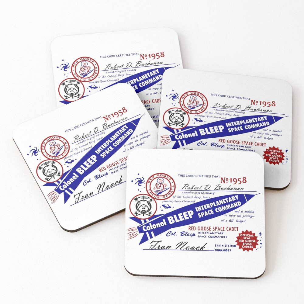 Colonel Bleep Interplanetary Space Command Membership Card Coasters (Set of 4)