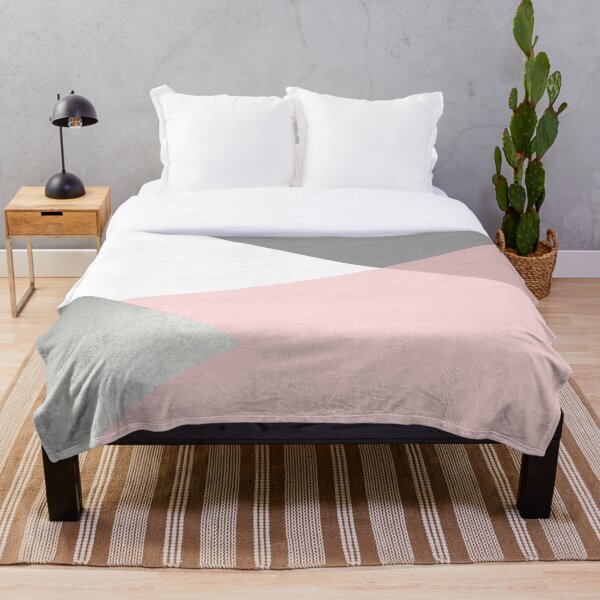 Geometrics - grey blush silver Throw Blanket