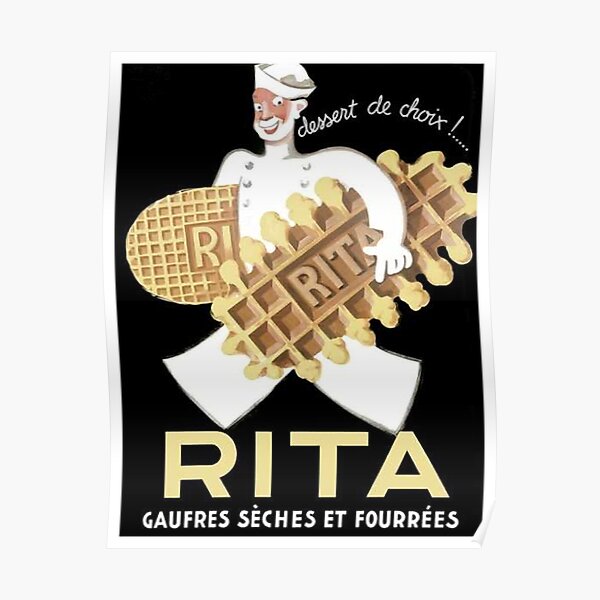 Vintage French Waffle Biscuit Advertising 1930's Poster
