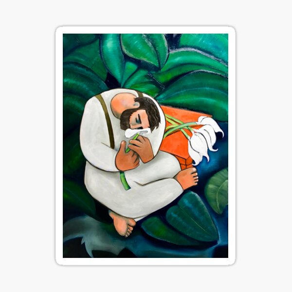 Man with Flower Sticker