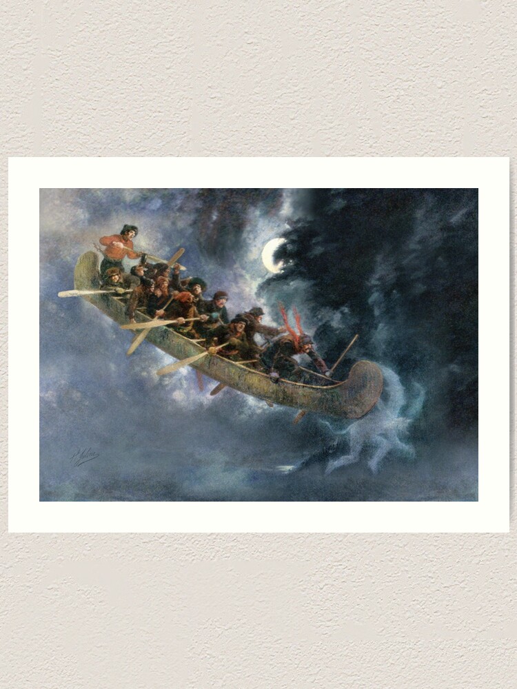 La Chasse Galerie The Bewitched Canoe The Flying Canoe French Canadian Quebec Legend Painting By Henri Julien Hd High Quality Online Store Art Print By Iresist Redbubble