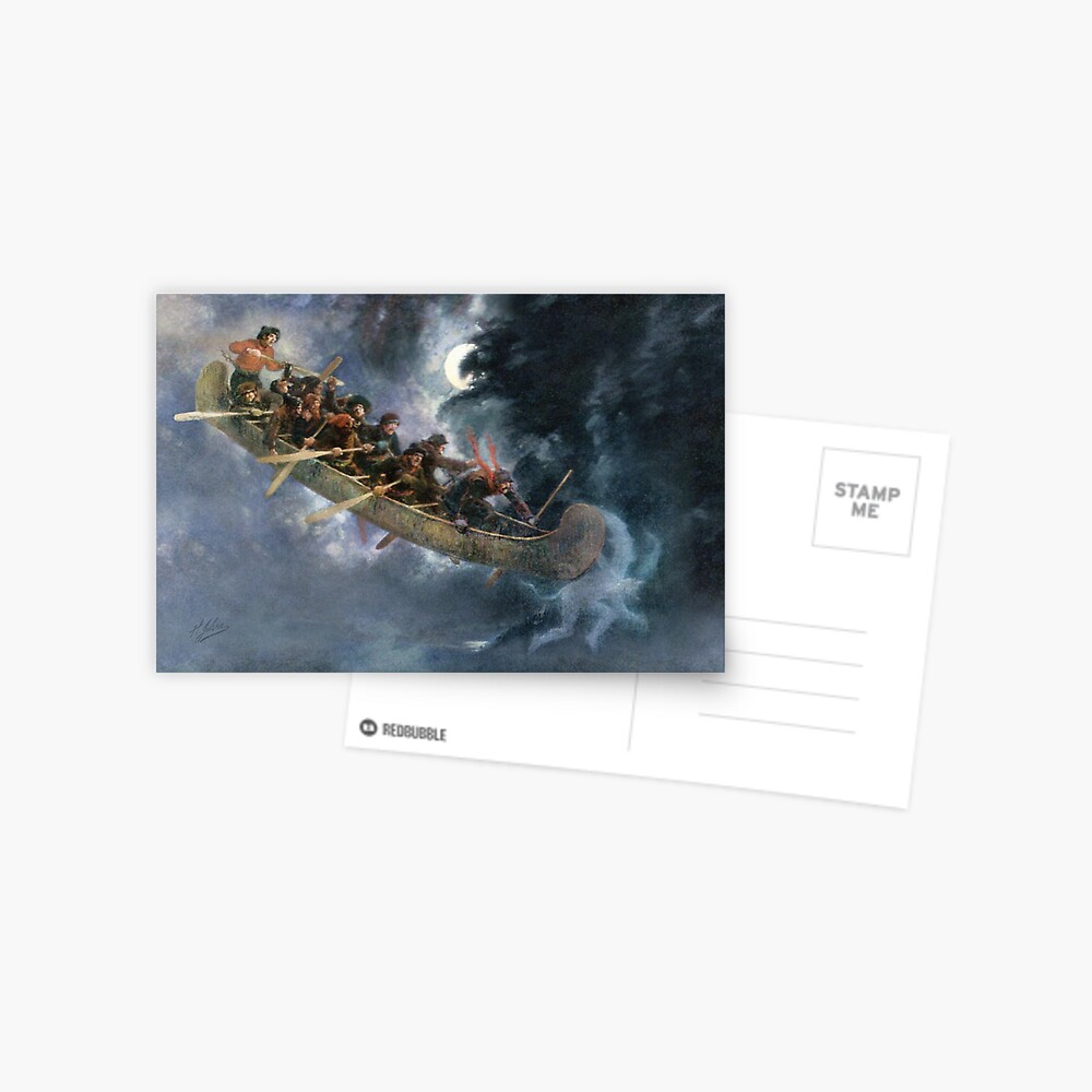 La Chasse Galerie The Bewitched Canoe The Flying Canoe French Canadian Quebec Legend Painting By Henri Julien Hd High Quality Online Store Greeting Card By Iresist Redbubble