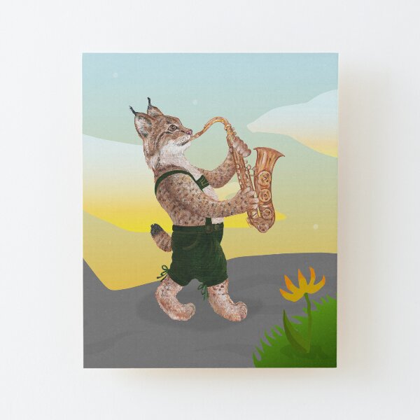 The Musical Bobcat Wood Mounted Print