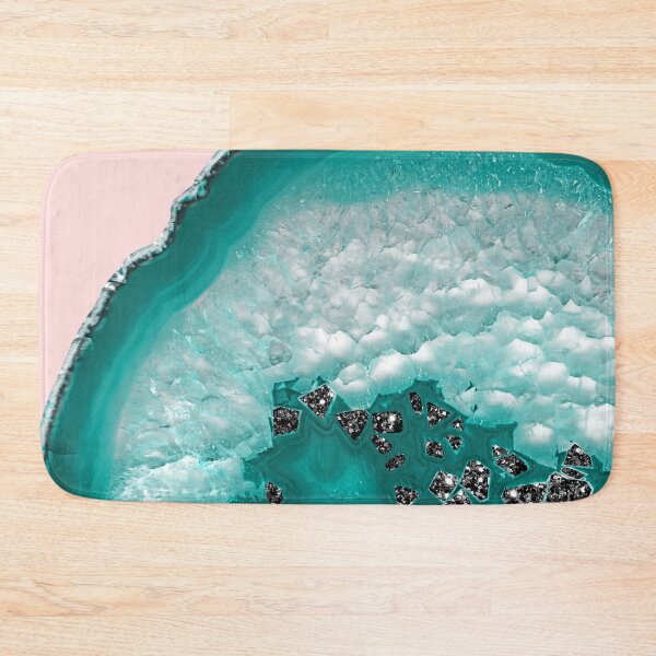 Item preview, Turquoise Teal Agate with Black Glam on Blush #1 (Photo of Glitter Only - Not Reflective) designed and sold by Anita's & Bella's Art.