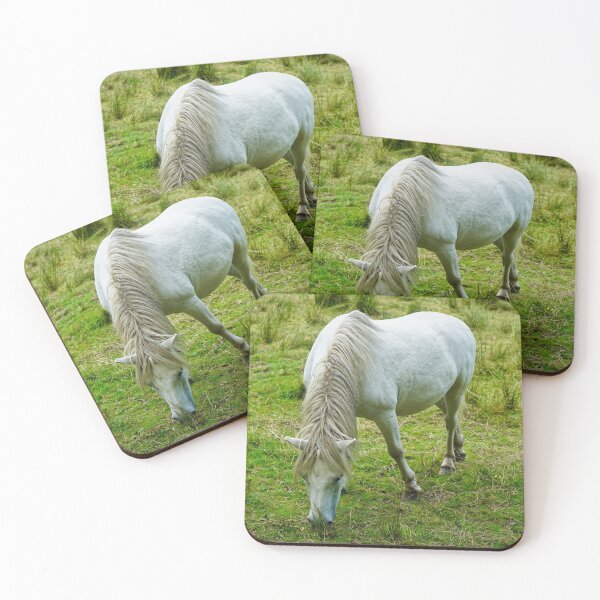 Item preview, Small White Horse / Pony Eating Grass designed and sold by Harmony Of The Mind.