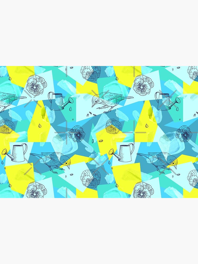 neon maximalist shapes garden delight with sparrow by nobelbunt