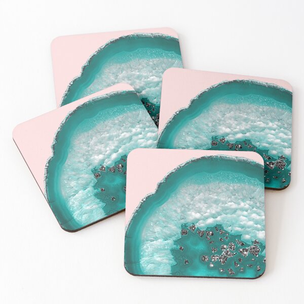 Item preview, Turquoise Teal Agate with Black Glam on Blush #1 (Photo of Glitter Only - Not Reflective) designed and sold by Anita's & Bella's Art.
