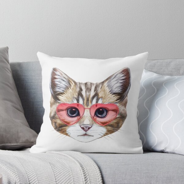 Item preview, Cat in Love! Portrait of Cat with heart shaped sunglasses.  designed and sold by Victoria Novak.
