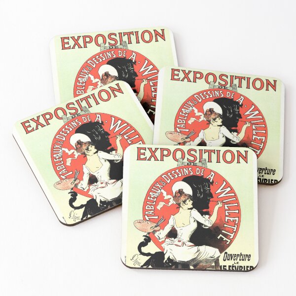 Item preview, Jules Cheret Girls EXPOSITION Painting Art Nouveau Vintage French designed and sold by retroposters.