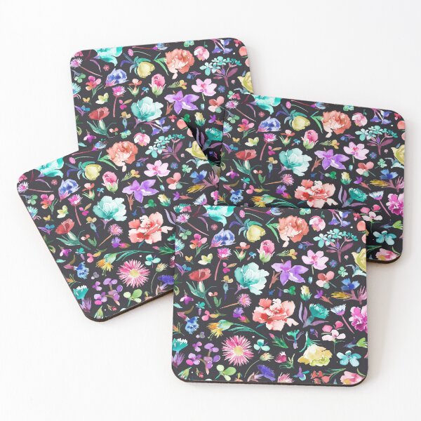 Item preview, Cottagecore Spring flower buds - Small flowers botanical - Black multicolored garden designed and sold by ninoladesign.
