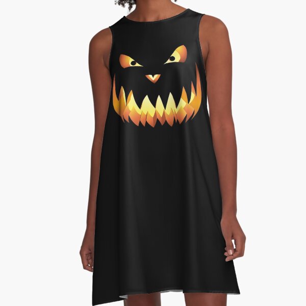 Kürbisgesicht für Halloween 4 A-Linien Kleid