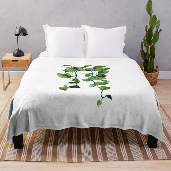 Golden Pothos Plant Throw Blanket