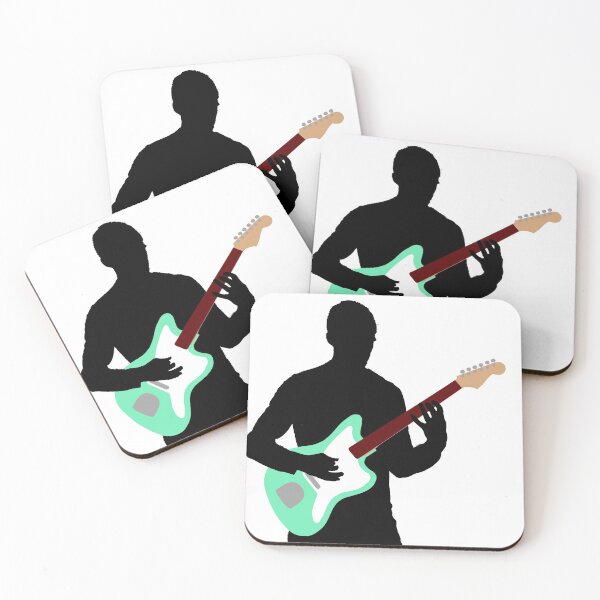 Item preview, Silhouetted Guitarist Playing Seafoam Green Jazz Offset Electric Guitar designed and sold by SPMusic.