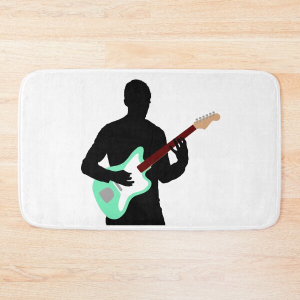 Item preview, Silhouetted Guitarist Playing Seafoam Green Jazz Offset Electric Guitar designed and sold by SPMusic.