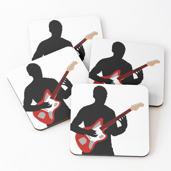 Item preview, Silhouetted Guitarist Playing Candy Apple Red Offset Electric Guitar designed and sold by SPMusic.