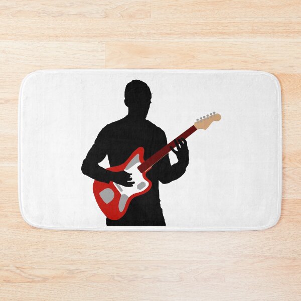 Item preview, Silhouetted Guitarist Playing Candy Apple Red Offset Electric Guitar designed and sold by SPMusic.