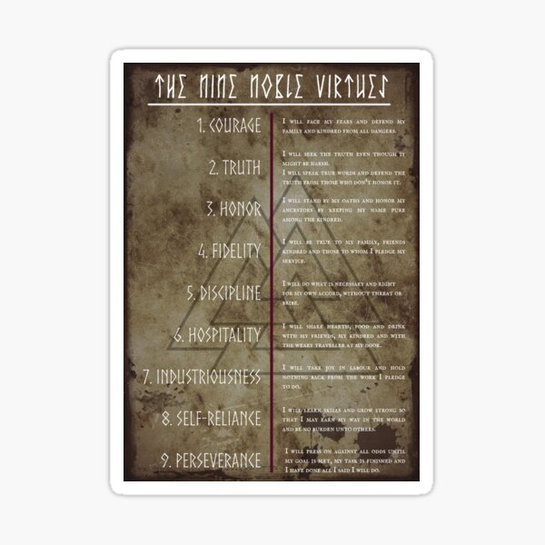 The Nine Noble Virtues of the Norse| Asatru and Odinic rite Sticker