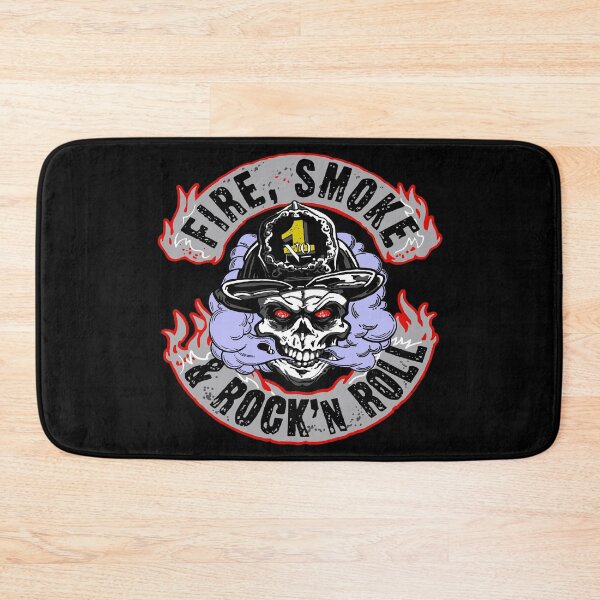 Item preview, Fire, Smoke and Rock`n Roll. Skull as Firefighter. designed and sold by StickerApe.