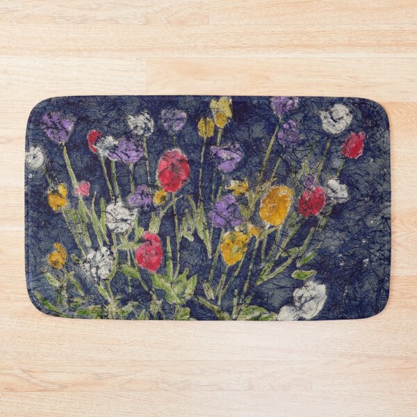 Item preview, Colorful Red White Purple Yellow Tulips in Watercolor Batik designed and sold by The Elderberry Blossom.