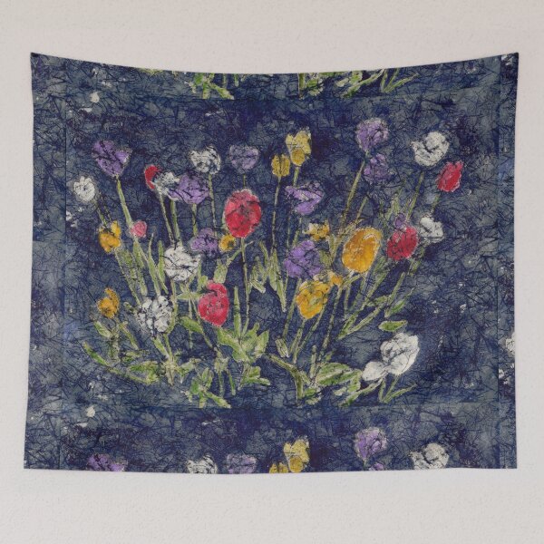Item preview, Colorful Red White Purple Yellow Tulips in Watercolor Batik designed and sold by The Elderberry Blossom.