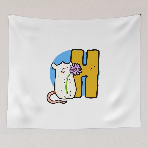 Item preview, Monogram H Cute White Mouse designed and sold by kidsmonogram2.