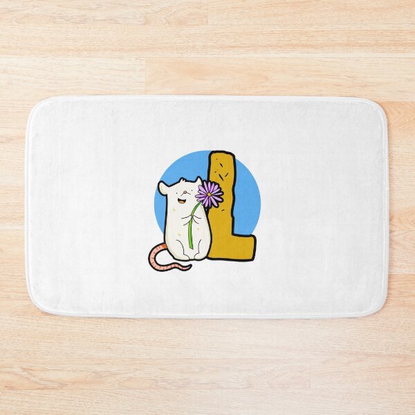 Item preview, Monogram L Cute White Mouse designed and sold by kidsmonogram2.