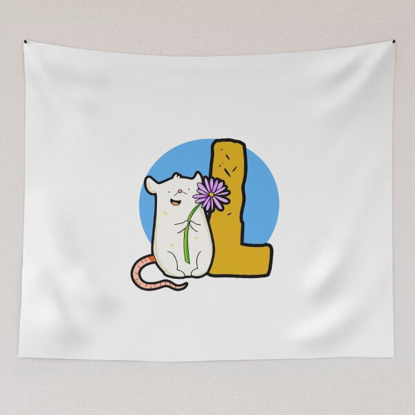 Item preview, Monogram L Cute White Mouse designed and sold by kidsmonogram2.