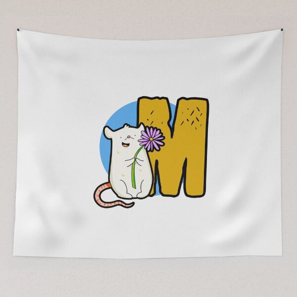 Item preview, Monogram M Cute White Mouse designed and sold by kidsmonogram2.