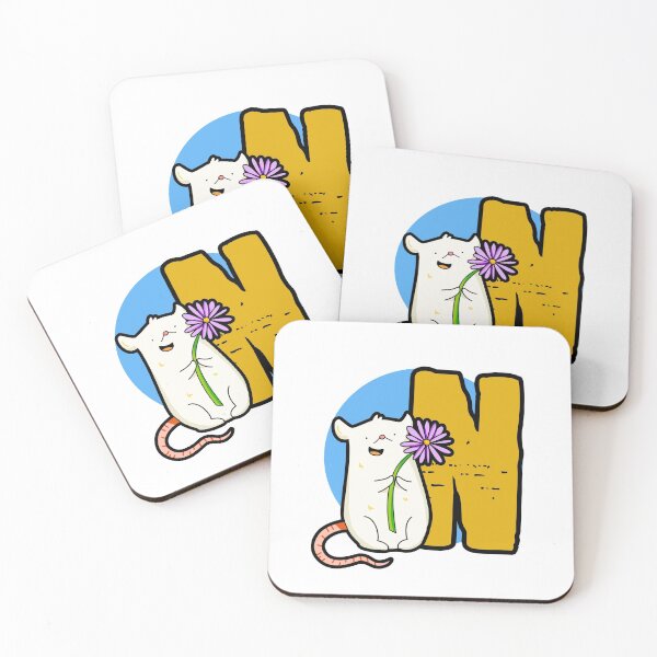 Item preview, Monogram N Cute White Mouse designed and sold by kidsmonogram2.