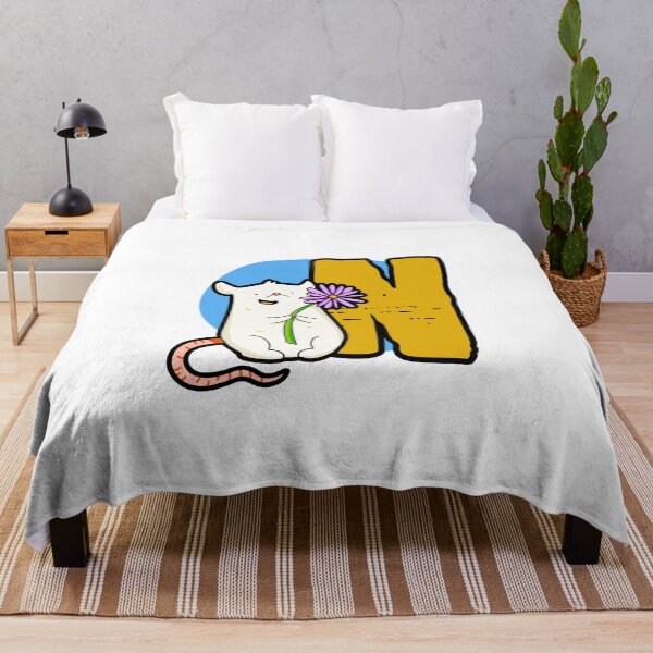 Item preview, Monogram N Cute White Mouse designed and sold by kidsmonogram2.