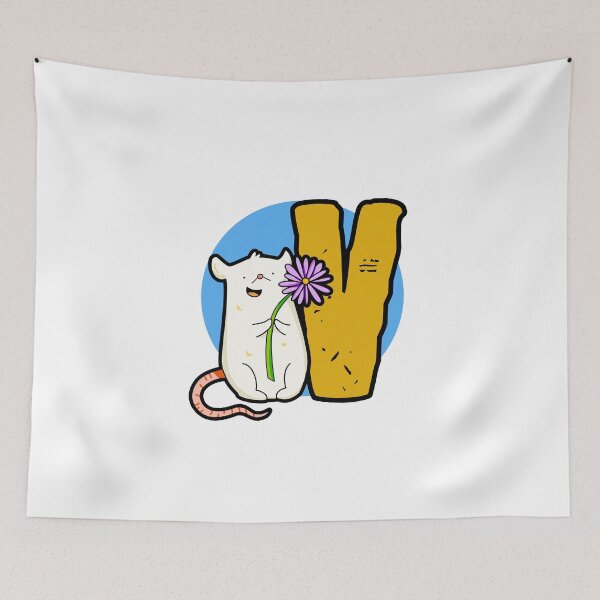 Item preview, Monogram V Cute White Mouse designed and sold by kidsmonogram2.