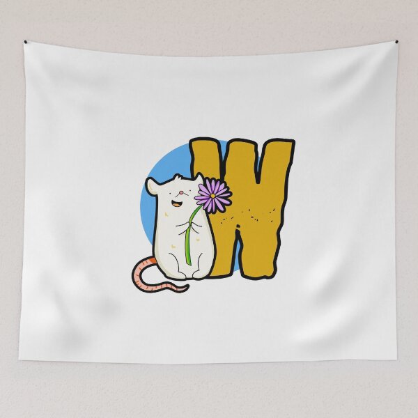 Item preview, Monogram W Cute White Mouse designed and sold by kidsmonogram2.