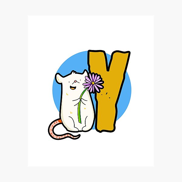 Item preview, Monogram Y Cute White Mouse designed and sold by kidsmonogram2.