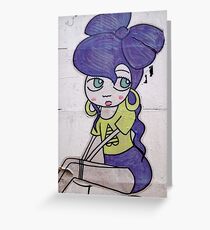 brick lane graffiti purple girl Greeting Card