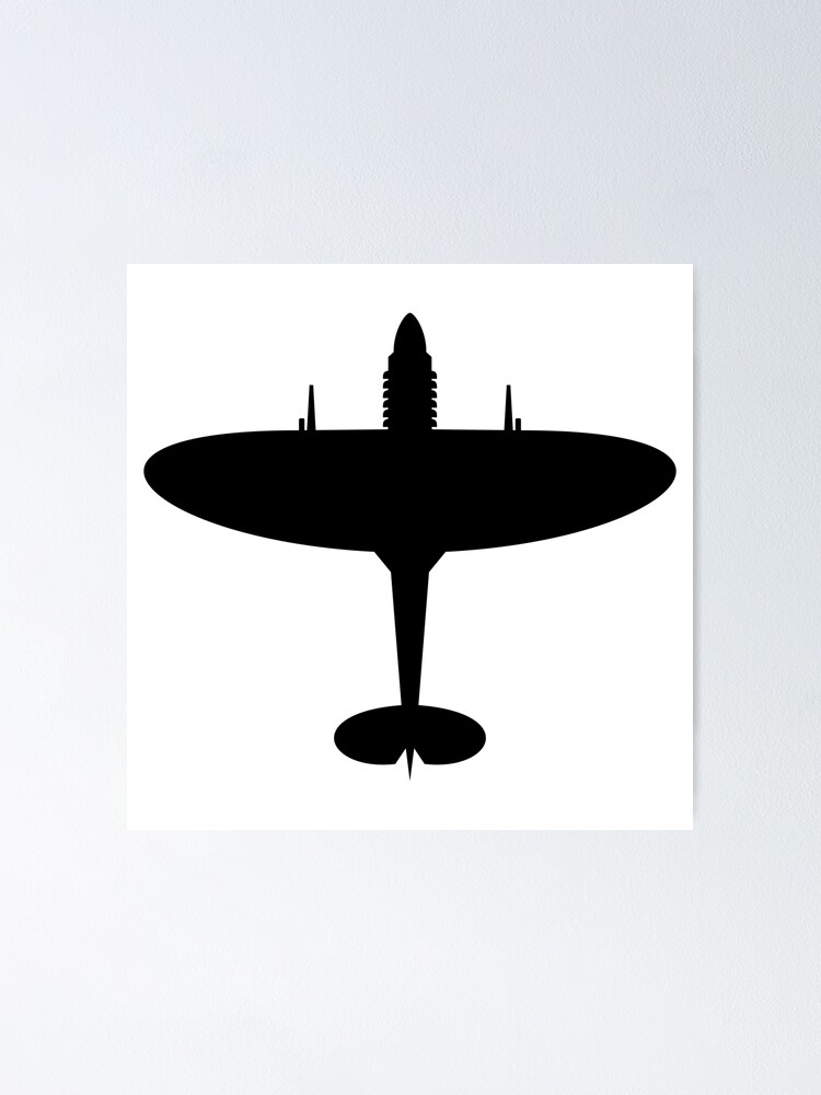 spitfire ww2 british fighter plane silhouette gift poster by battlefield redbubble redbubble