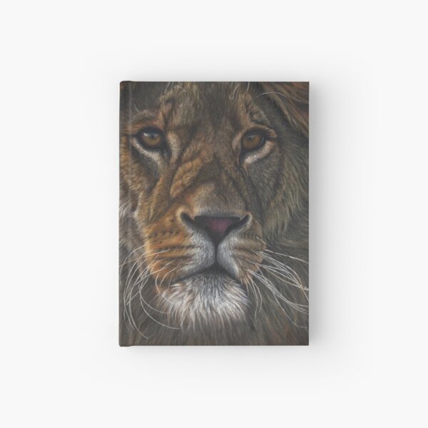 Valiant African male lion pastel portrait Hardcover Journal