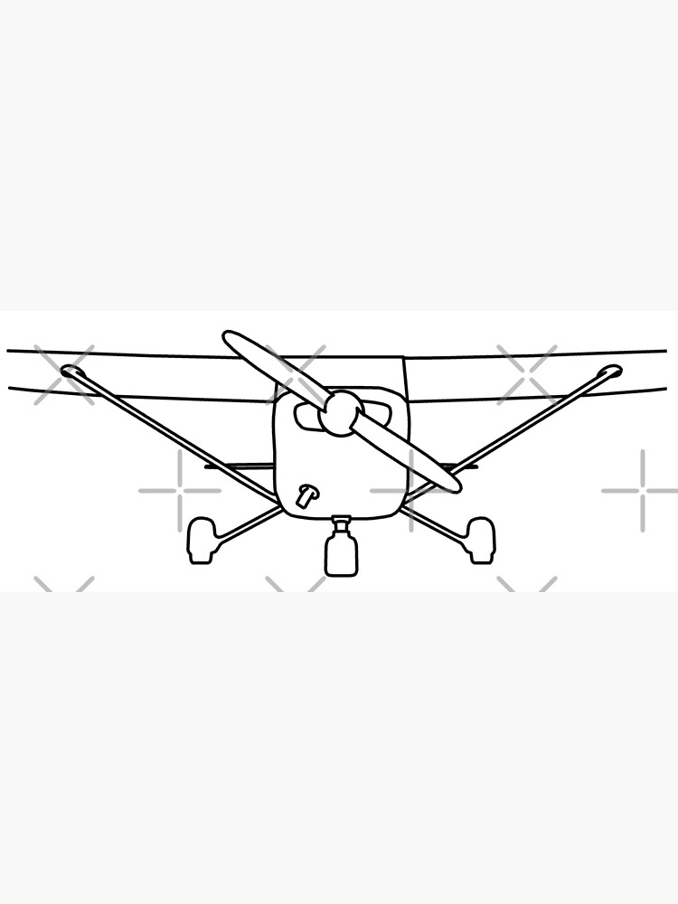 Cessna 172 Light Aircraft Outline Graphic (black) Premium Matte ...