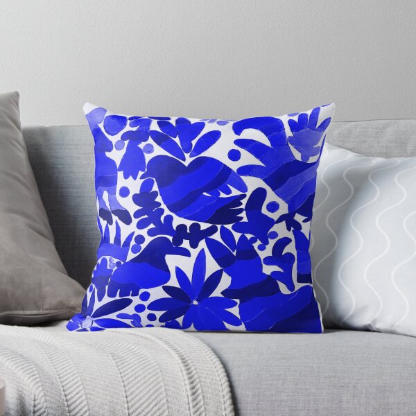 Otomi Dark Blue Throw Pillow