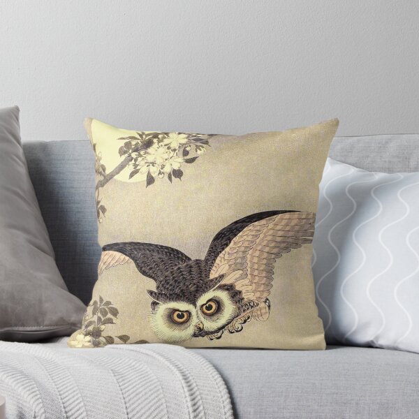 Item preview, Koson Ohara - Scops Owl in Flight, Cherry Blossoms and Full Moon designed and sold by ArtExpression.