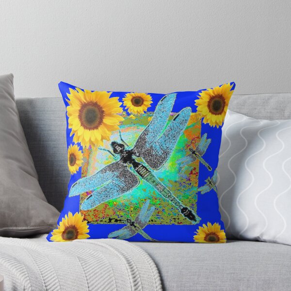 Item preview, BLUE ART WITH  YELLOW SUNFLOWERS & BLUE DRAGONFLIES designed and sold by sharlesart.