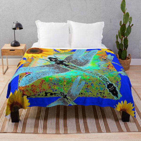 Item preview, BLUE ART WITH YELLOW SUNFLOWERS & BLUE DRAGONFLIES designed and sold by sharlesart.