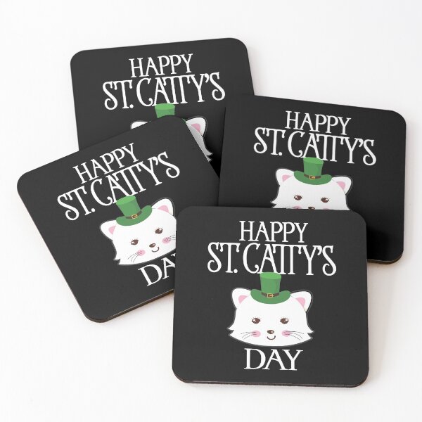 Item preview, Happy St Cattys Day Cute Irish Patricks Day Cat print designed and sold by tronictees.