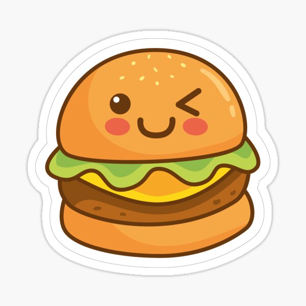 Happy Hamburger Sticker decal car laptop food item cute burger