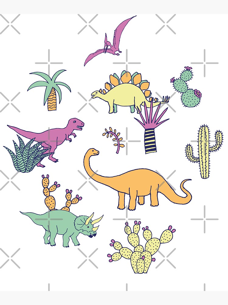Dinosaur Desert - peach, mint and navy - fun pattern by Cecca Designs by Cecca-Designs